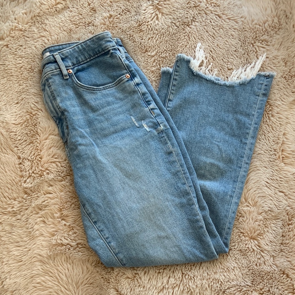 LOFT Light Blue Distressed Ankle Jeans